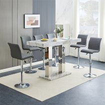 Caprice High Gloss Bar Table Large In Magnesia Marble Effect