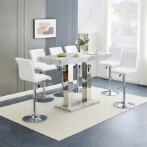 Caprice High Gloss Bar Table Large In Magnesia Marble Effect