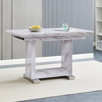 Lorence Extendable High Gloss Dining Table In Grey Marble Effect