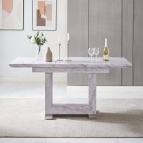 Lorence Extendable High Gloss Dining Table In Grey Marble Effect