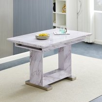 Lorence Extendable High Gloss Dining Table In Grey Marble Effect