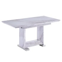 Lorence Extendable High Gloss Dining Table In Grey Marble Effect