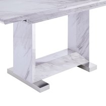 Lorence Extendable High Gloss Dining Table In Grey Marble Effect