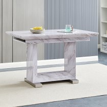 Lorence Extendable Wooden Dining Table In Grey Marble Effect