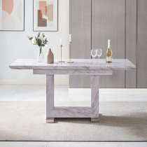 Lorence Extendable Wooden Dining Table In Grey Marble Effect