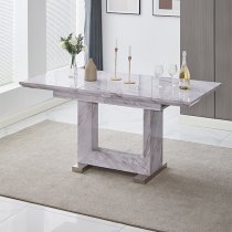 Lorence Extendable Wooden Dining Table In Grey Marble Effect