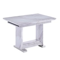 Lorence Extendable Wooden Dining Table In Grey Marble Effect