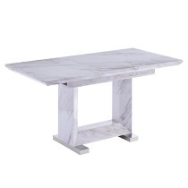 Lorence Extendable Wooden Dining Table In Grey Marble Effect