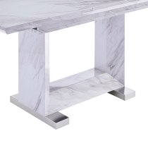 Lorence Extendable Wooden Dining Table In Grey Marble Effect