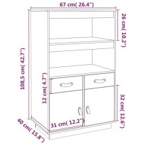 Dallas Pinewood Sideboard With 2 Doors 2 Drawers In White