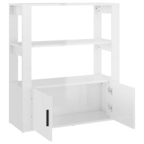 Madison High Gloss Shelving Unit With 2 Doors In White