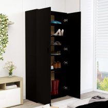 Newport Wooden Shoe Storage Cabinet With 2 Doors In Black