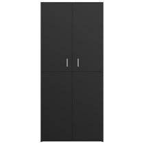 Newport Wooden Shoe Storage Cabinet With 2 Doors In Black