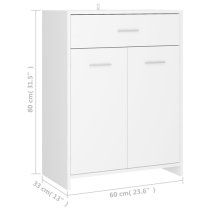 Carlton Wooden Bathroom Cabinet With 2 Doors 1 Drawer In White