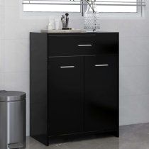 Carlton Wooden Bathroom Cabinet With 2 Doors 1 Drawer In Black