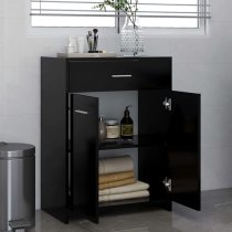 Carlton Wooden Bathroom Cabinet With 2 Doors 1 Drawer In Black