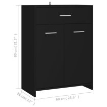 Carlton Wooden Bathroom Cabinet With 2 Doors 1 Drawer In Black