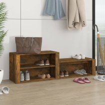 Barcelona Wooden Hallway Shoe Storage Rack In Smoked Oak