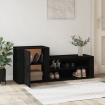 Barrington Wooden Hallway Shoe Storage Cabinet In Black