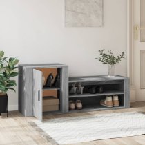 Barrington Wooden Hallway Shoe Storage Cabinet In Grey Oak