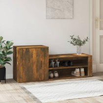 Barrington Wooden Hallway Shoe Storage Cabinet In Smoked Oak