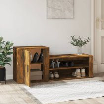 Barrington Wooden Hallway Shoe Storage Cabinet In Smoked Oak