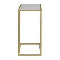 Amber Wooden End Table In White Marble Effect With Gold Frame