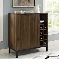 Keoni Wooden Bar Cabinet With 2 Doors In Dark Walnut