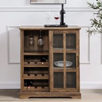 Jarrah Wooden Bar Cabinet With Sliding Door In Rustic Oak