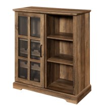 Jarrah Wooden Bar Cabinet With Sliding Door In Rustic Oak