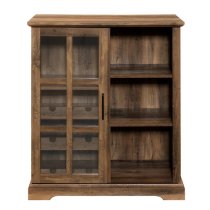 Jarrah Wooden Bar Cabinet With Sliding Door In Rustic Oak