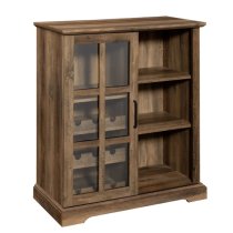 Jarrah Wooden Bar Cabinet With Sliding Door In Rustic Oak