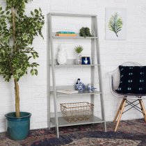 Stockholm Wooden 4-Tier Ladder Bookshelf In Grey