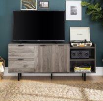 Hailey Wooden TV Stand With 2 Doors 2 Drawers In Slate Grey