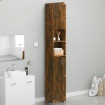 Logan Wooden Bathroom Storage Cabinet In Smoked Oak