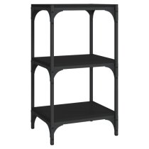 Grove Wooden 3-Tier Bookshelf In Black With Steel Frame