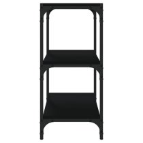 Grove Wooden 3-Tier Bookshelf In Black With Steel Frame