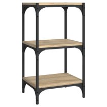 Grove Wooden 3-Tier Bookshelf In Sonoma Oak With Steel Frame