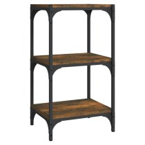 Grove Wooden 3-Tier Bookshelf In Smoked Oak With Steel Frame