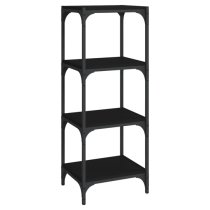 Grove Wooden 4-Tier Bookshelf In Black With Steel Frame