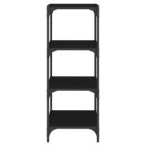 Grove Wooden 4-Tier Bookshelf In Black With Steel Frame