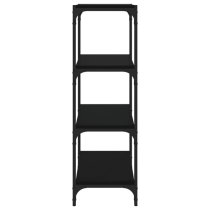 Grove Wooden 4-Tier Bookshelf In Black With Steel Frame