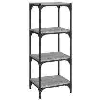 Grove Wooden 4-Tier Bookshelf In Grey Sonoma Oak With Steel Frame