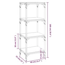 Grove Wooden 4-Tier Bookshelf In Grey Sonoma Oak With Steel Frame