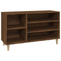 Monza Wooden Hallway Shoe Storage Rack In Brown Oak