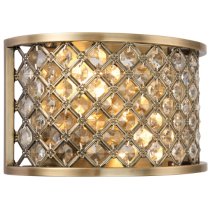 Hobson Crystal Glass Wall Light With Antique Brass Frame