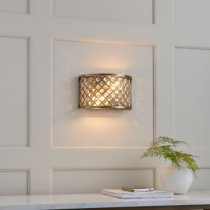 Hobson Crystal Glass Wall Light With Antique Brass Frame