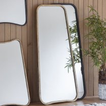 Koran Large Curved Bedroom Mirror In Black Frame