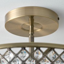 Hobson Crystal Glass Ceiling Light With Antique Brass Frame