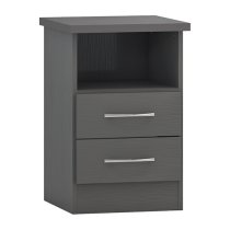 Mack Wooden Bedside Cabinet With 2 Drawers In Grey